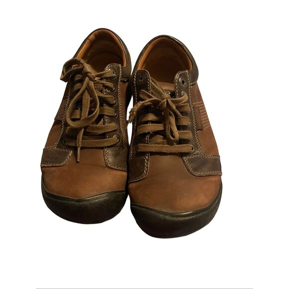 KEEN Mens Chocolate Brown Leather Austin Casual Oxford Shoes Size 10